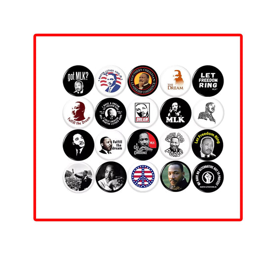 100 Pcs MLK Tribute Dr. Martin Luther King Jr Pinback for Jackets, Backpacks, etc. Pin Back, Badge 2.25" Assorted