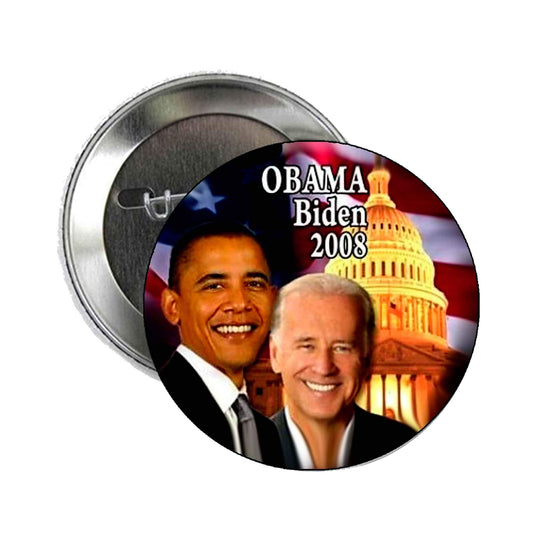 1 Pc OBAMA BIDEN Logo Pinback Button Pin for Jackets, hats, 2.25" Political gold