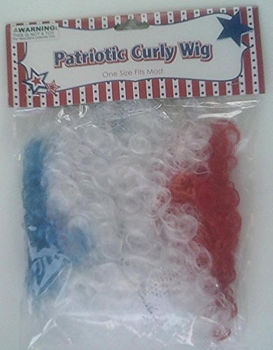 Red White & Blue Curly Wig - One Size Fits Most Default Title