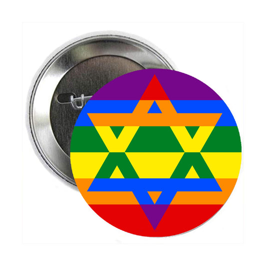 Rainbow Jewish Star Magen David 2.25-inch Pinback Default Title