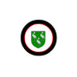 3-inch family crest coat of arms pinback with black, red, and green circular shield