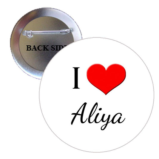 Pin con el mensaje "Amo a Aliya" de 1,25"