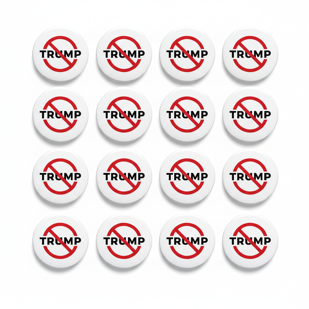 Set of 16 'No Trump' buttons on a white background