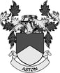 Family crest coat arms magnet with shield and banner, black and white design