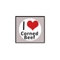 2.25-inch corned beef I love pinback button with red heart and white text