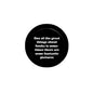 2.25-inch black round pinback button with book quote text