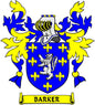 Barker family crest coat of arms magnet with blue shield and gold fleur-de-lis