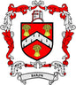 Baron family crest arms magnet with red, black, and gold shield design, 3-inch