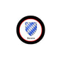 Bavaria circular pin with black frame, red border, and blue-and-white shield