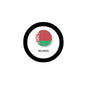 Round Belarus flag pin with black rim and BELARUS text, 2.25-inch size