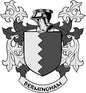 Bermingham family crest coat of arms pinback with shield and ribbon text