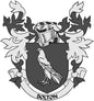 Family crest coat of arms magnet, 3-inch, black and white with Bolton banner