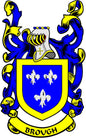Brough family crest coat-of-arms fridge magnet with shield, wings, and Brough banner