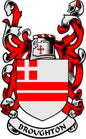 Broughton family crest coat-of-arms magnet with red lions and shield