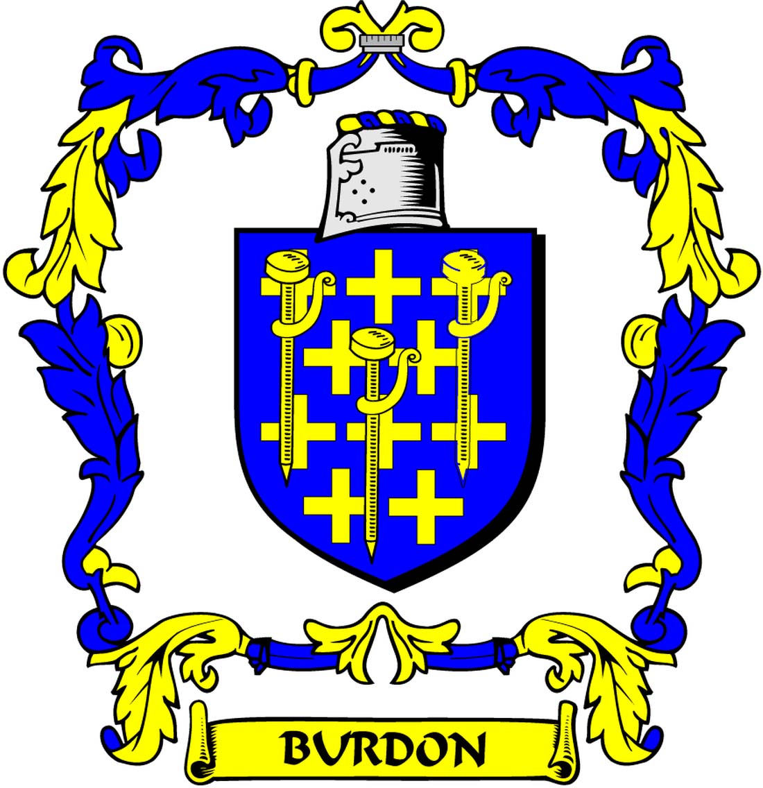 Aimant rond de 3 po avec blason de la famille Burdon