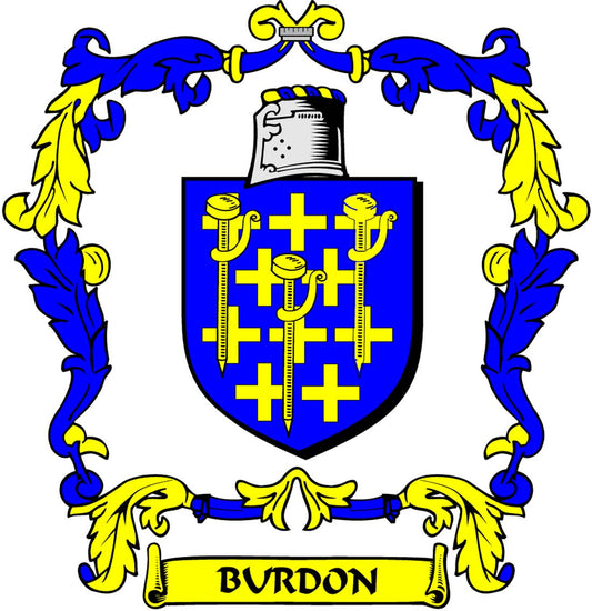 Aimant rond de 3 po avec blason de la famille Burdon