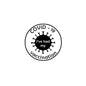 Round white COVID-19 vaccination pinback button with black text and virus graphic