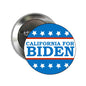 Circular blue California for Biden pinback button with stars and pin clasp