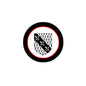 Round family crest coat arms magnet with black outer ring, red border, and white shield design