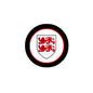 Circular coat of arms magnet with red lion crest in white shield