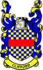 Clifford family crest coat of arms magnet with shield and banner lettering