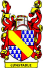 Constable family crest coat of arms magnet with red lions, shield, and “CONSTABLE”