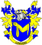Coat of arms crest magnet with blue shield, yellow flames, and “CONYERES” text