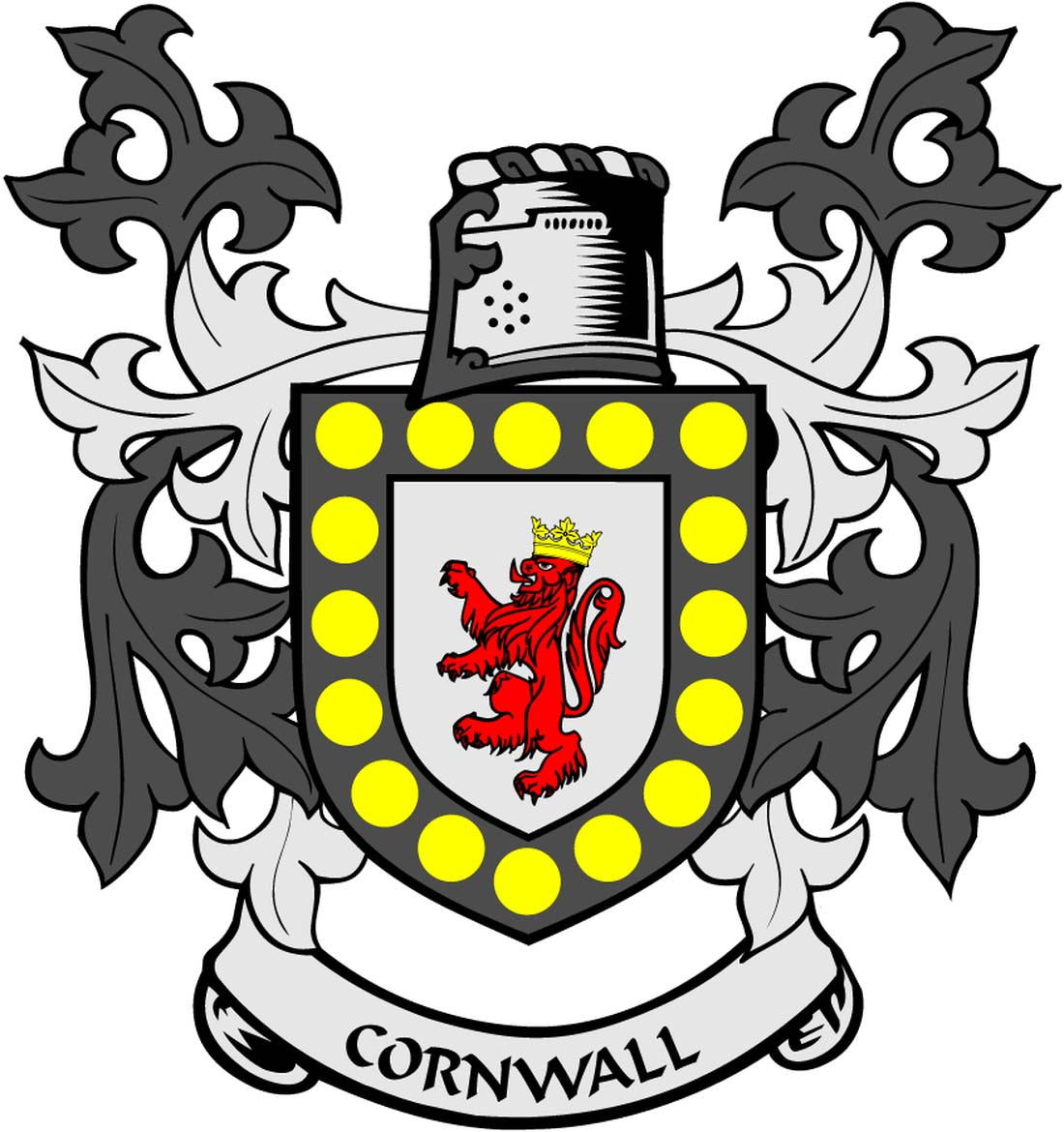 Imán redondo de 3" con el escudo de armas de la familia Cornwall