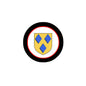 Family crest arms magnet, 3-inch round with black/red border and gold blue shield