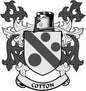 Family crest coat arms magnet: shield in black, gray, and white with “COTTON” banner