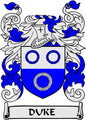 3-inch Duke family crest arms magnet with blue and white shield and scroll details
