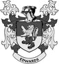 Family crest coat arms magnet with shield design and 'EDWARDS' banner, 3-inch