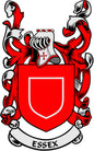 Essex coat of arms magnet: red shield crest with banners and black accents