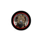 Round pinback button with black rim, photo of raised hands, text 'FEEL THE BERN'