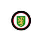 3-inch coat of arms crest magnet with circular black and red ring, green shield