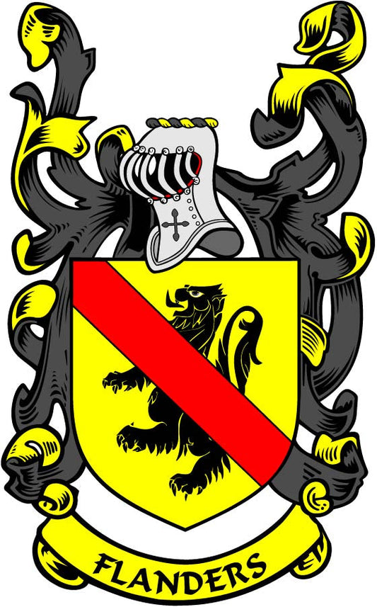 Flanders Family Crest 3" Coat of Arms Round Magnet