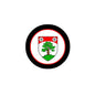 3-inch family crest coat arms magnet, black rim with red shield and green tree design