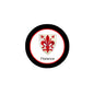 3-inch round Florence family crest magnet with red fleur-de-lis on white center