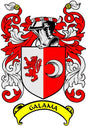 3-inch Galama family crest coat-of-arms magnet with red-and-white shield and banner