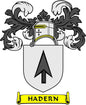 Hadern family crest coat of arms enamel pin with shield and “HADERN” banner