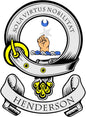 Henderson family crest coat-of-arms magnet, circular badge with “HENDERSON” text