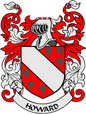 Howard family crest arms magnet: red-and-white shield with ribbon, black and gold details.