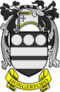 Hungerford family crest coat of arms magnet with shield and yellow banner text