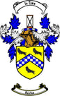 Huston family crest coat of arms enamel pinback with blue and gold shield design