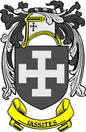3-inch Iassites family crest coat of arms magnet with gray shield and yellow trim