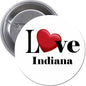 2.25-inch pinback button with red heart and 'I Love Indiana' text