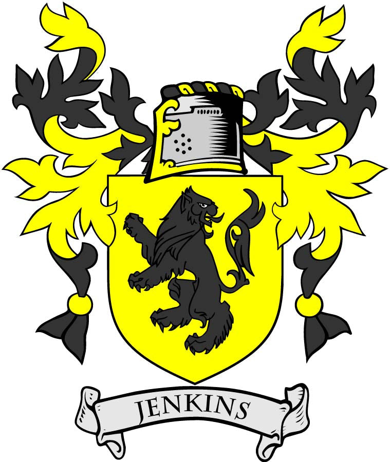 Jenkins Family Crest 3" Coat of Arms Pinback