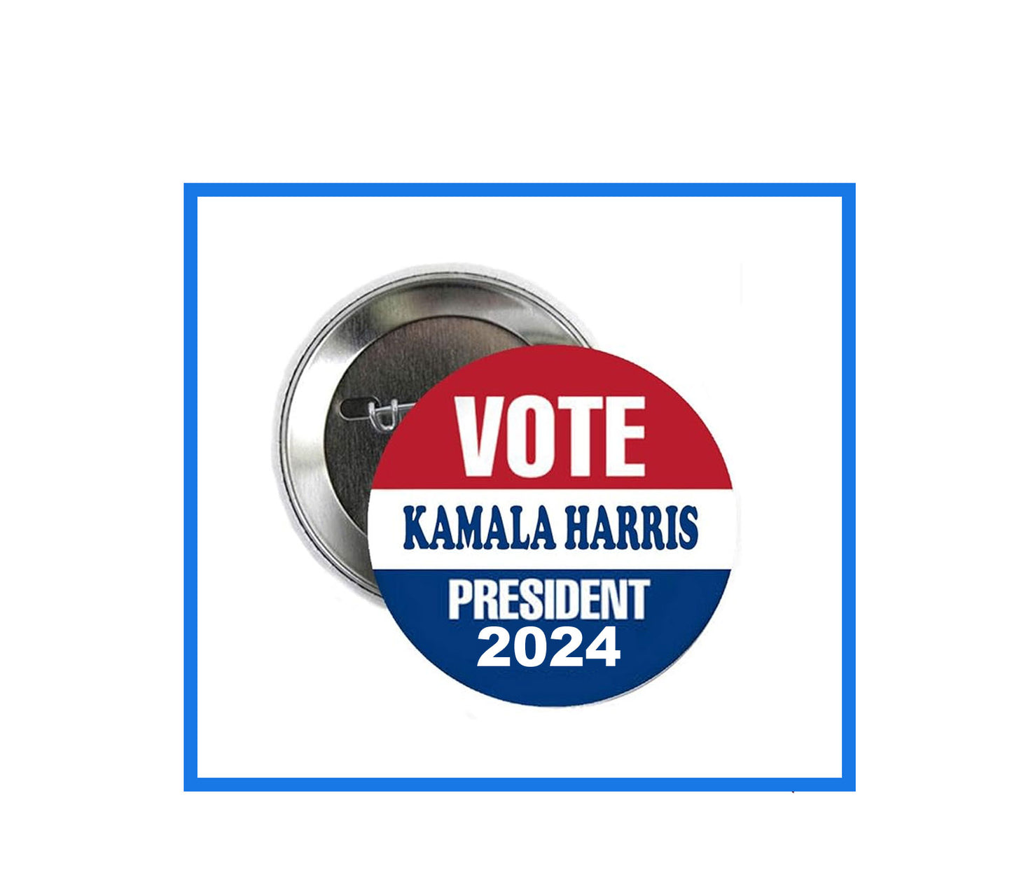 Insignia de pinback de 2,25" de Kamala Harris para presidente 2024 para chaquetas y mochilas