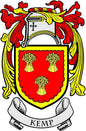 3-inch Kemp family crest coat of arms magnet, red shield with gold tree
