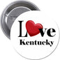 2.25-inch pinback button with “I Love Kentucky” text and a red heart